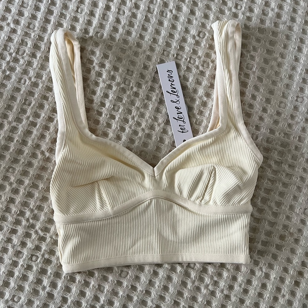 NWT For Love And Lemons Ribbed Vanilla Bralette Crop
